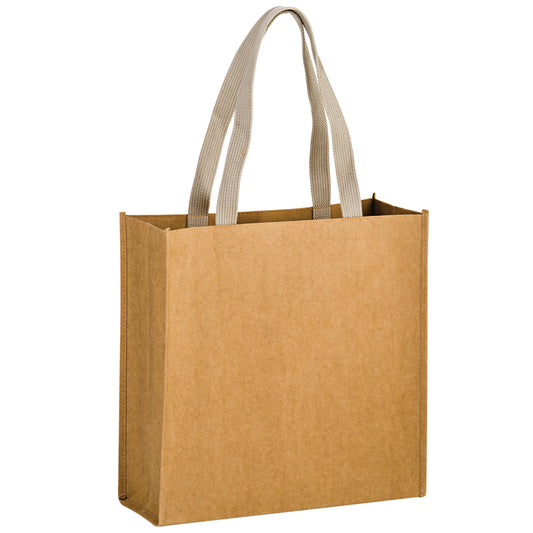 13"x5"x13" Washable Kraft Paper Tote Bag with Web Handle