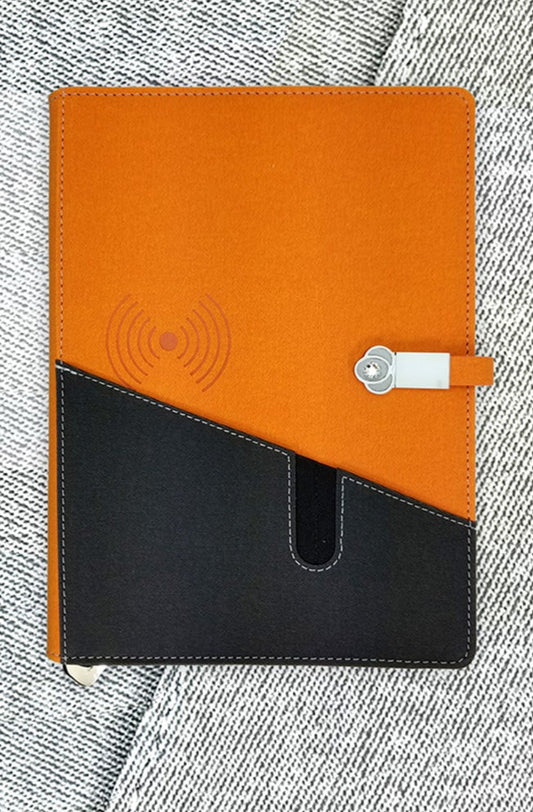 INFINITY Leather Smart Notebook - Poplin Series with Power Bank & Wireless Charger